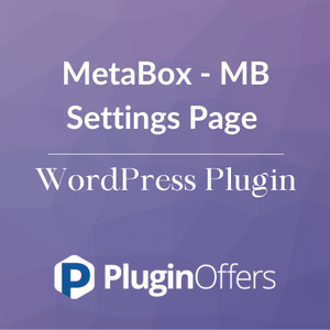 MetaBox - MB Settings Page WordPress Plugin - Plugin Offers