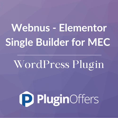 Webnus - Elementor Single Builder for MEC WordPress Plugin - Plugin Offers