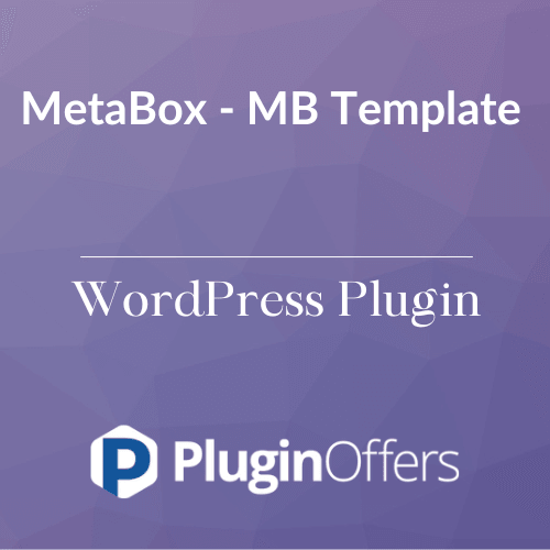 MetaBox - MB Template WordPress Plugin - Plugin Offers